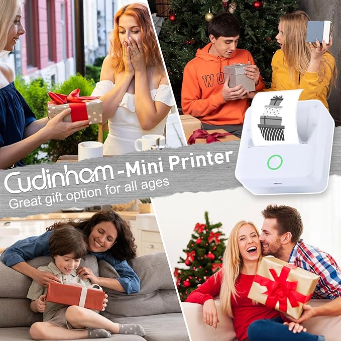 Print Pods Mini Printer, Thermal Inkless Sticker Maker with 10 Rolls Printing Paper, Pocket Printpod for phone, Impresora Portátil for Notes, Flashcards, Journal, DIY, Compatible with iOS & Android