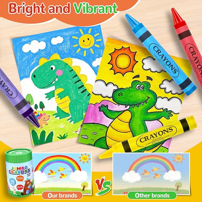Jumbo Crayons for Toddlers 1-3 - 16 Colors Washable Toddler Crayons for Kids Ages 4-8 & 2-4, Non-Toxic, Silky Easy-Grip Large Crayon for Kids Art Coloring, Back to School Supplies,Classroom Must Haves