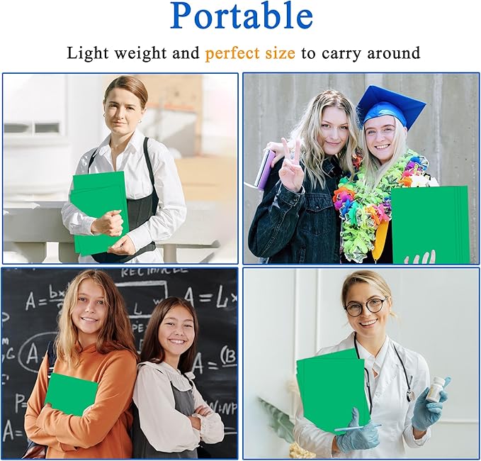 Zzrywuty 50 Packs Paper Folders with Pockets for Students,Businessmen and Office Workers,Letter Size,Two Pocket Folders with Card Slot for Office,Business,School Supplies (Green)