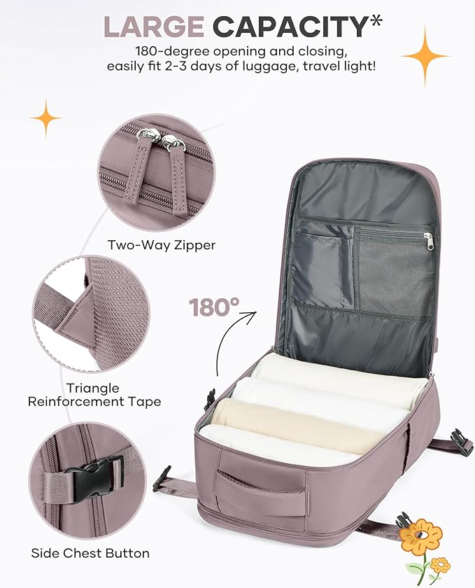 Travel Backpack Carry On Flight Aapproved Personal Item Travel Bag Mochila De Viaje Travel Backpack For Men Spirit Airlines Personal Item Bag 18x14x8 Carry On Backpack For Airplanes Lotus Root Pink