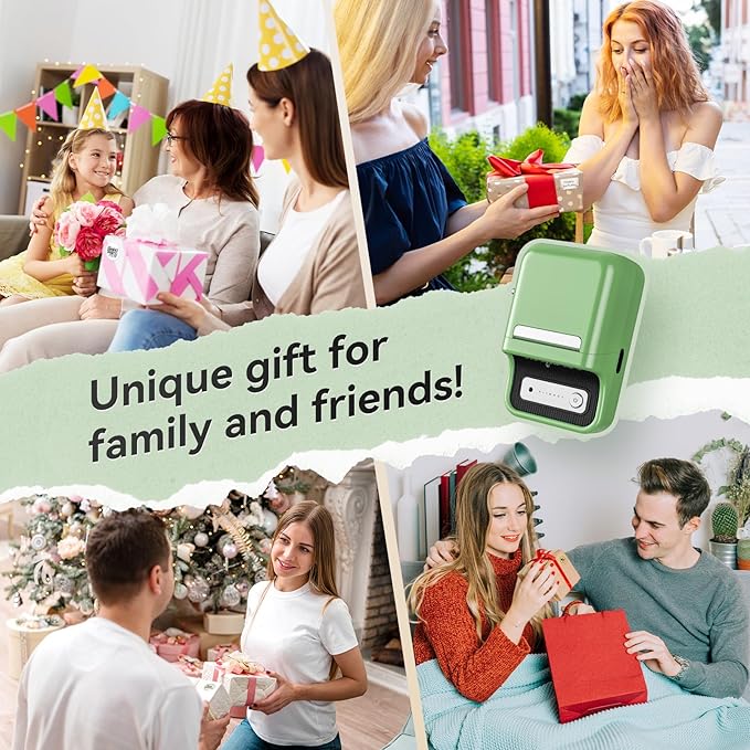 NIIMBOT B21 Label Maker Machine with Tape 2Inch Portable Sticker Printer Thermal Labeler for Jar Price Address Label for Business Home Office Organization, Green