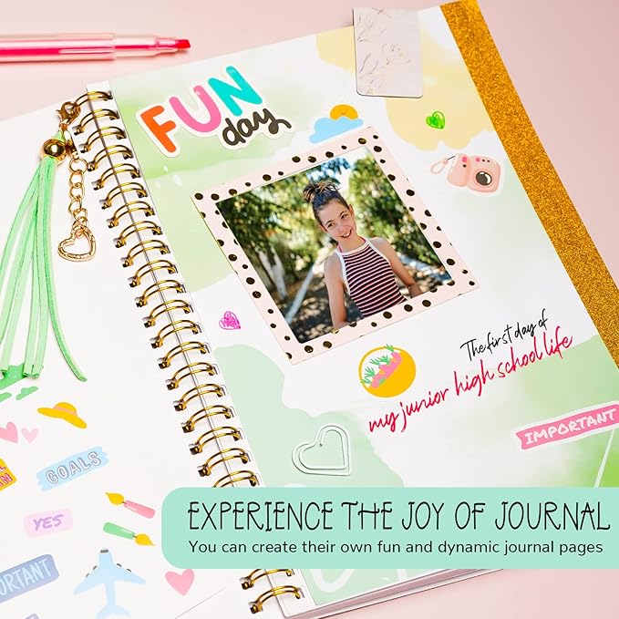 Gifts for Girls Age of 8 9 10 11 12 13 Years Old and Up, DIY Journal Set, Personalized Diary Stuff for Tweens Teens, Decorate Your Planner/Organizer, Journaling Arts Craft Kit. Ideal Toy Age 6-8