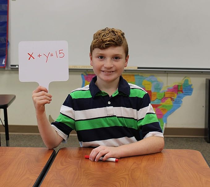 Flipside Products Double Sided Rectangular Graph Dry Erase Answer Paddles w/Black Dry Erase Marker and Erasers, Auction Handheld Whiteboard, Handle Response Board, 36 Pieces, Math Practice, 12 Set