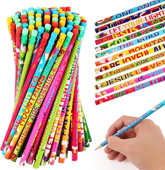 Kolewo4ever 100 Pieces Bible Verses Pencils Religious Pencil Christian Pencils with Inspirational Scripture for Students Teacher Classroom Religious School Supplies,20 Styles