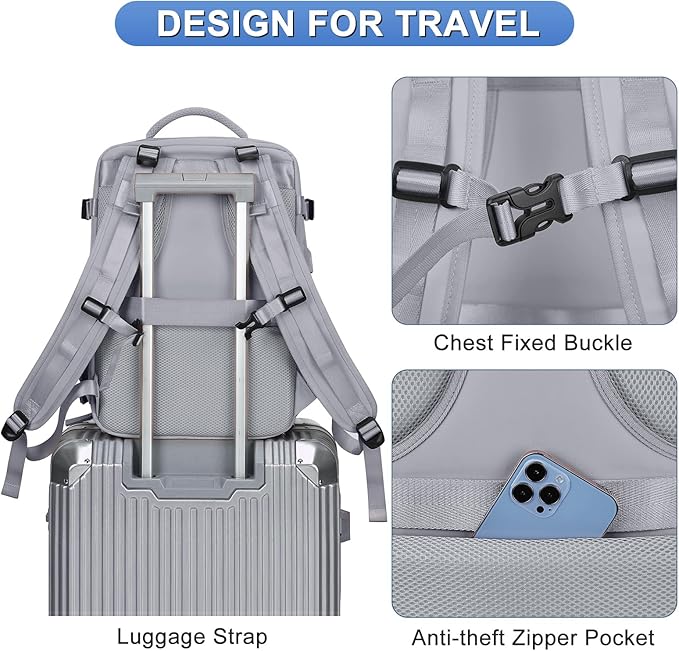 Large Personal Item Travel Backpack For Women Men Airline Approved Carry On Backpack Flight Approved Waterproof Sports Luggage Backpack Casual Daypack Small Hiking Backpack