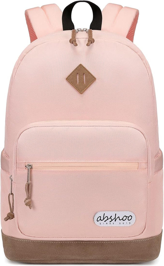 abshoo Classic Backpack for School College Bookbag Middle High School Girls Bakcpacks for Teen Casual Daypack (Pink)