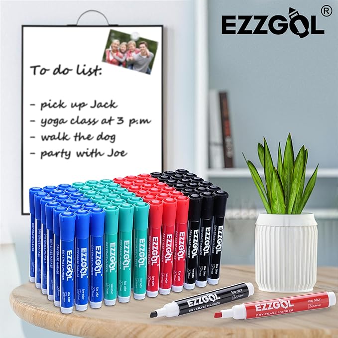 Dry Erase Markers Bulk, 72 Pack Basic Assorted Colors Red Blue Black Green Low Odor Whiteboard Markers