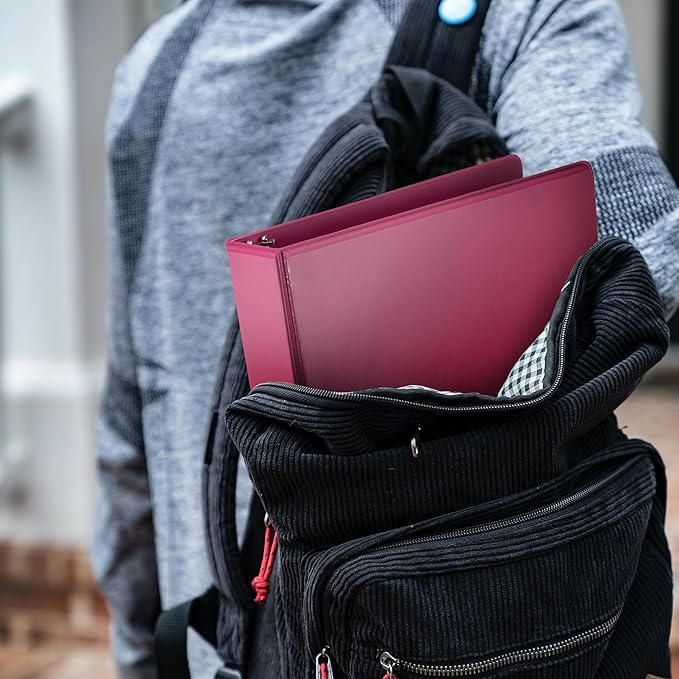 Samsill Earth’s Choice™, Durable Fashion Color 3 Ring View Binder, 3 Inch Round Ring, Up to 25% Plant Based Plastic, Eco-Friendly, USDA Certified Biobased, Pink Berry, Value 2 Pack (U86876)