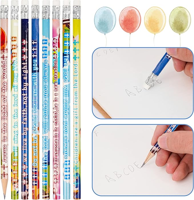 Kolewo4ever 100 Pieces Bible Verses Pencils with Inspirational Scriptures, 8 Styles, Multicolor, Great for Teachers, Students, Church Supplies