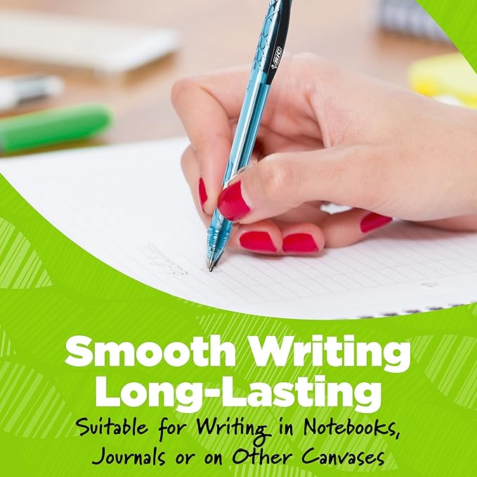 BIC Ecolutions Ocean-Bound Plastic Gel Pens, Medium Point (1.0mm), 12-Count Pack, Retractable Blue Ink Pens Made from 78% Ocean-Bound Recycled Plastic Excluding Ink Cartridge