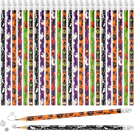 Zuazaor 200 Mixed-color Cute Wooden Pencils in Bulk with Eraser for Halloween Party Favors