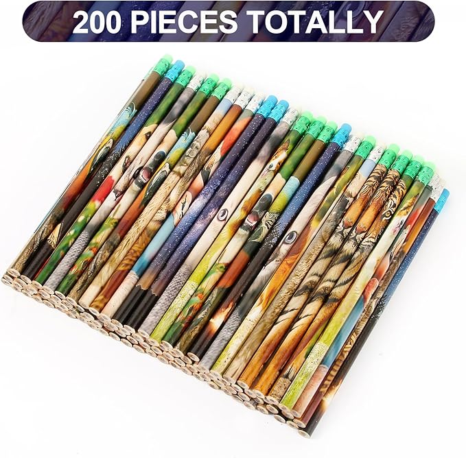 Kolewo4ever 200 Pieces Animal Pencils Galaxy Sky Pencils Alpaca Tiger Flamingo Natural Animal Pencils for Teachers Classrooms Reward Party Supplie School,Learning Activities (200)