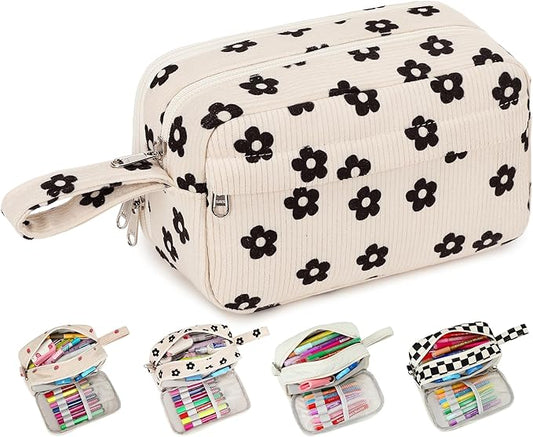 Bluboon Big Capacity Pencil Case Pencil Pouch School Supplies Cute Pencil Box Pencil Bag for Teen Girls Boys Women Man (Black Floral 95)