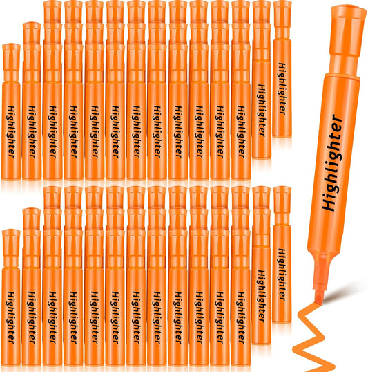 Qilery 72 Pack Highlighters Bulk, Tank Style Chisel Tip Highlighters Markers Quick Drying for Kids and Adult Coloring, Classroom Home Office School Supplies (Orange)