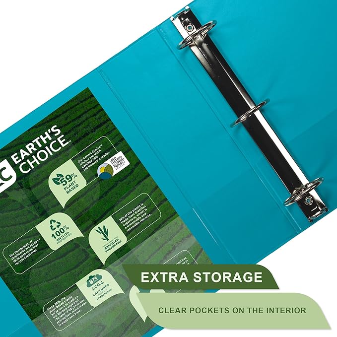 Samsill Plant-Based 3 Inch Durable Round Ring, Made in USA, View Binder, Eco-Friendly, USDA Certified Biobased, 4 Pack, Fashion Assortment