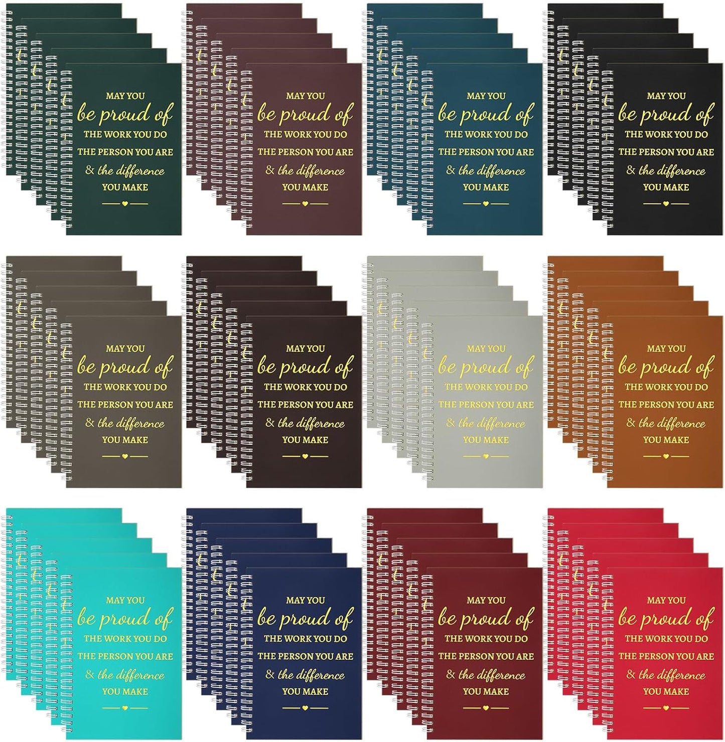 Colarr 60 Pcs A5 Inspirational Spiral Notebook Bulk Appreciation Gift 6x8 Inch Motivational Notepad 100 Page/50sheet Lined College Ruled Journal for Employee Coworker Teacher Nurse (Dark Colors)