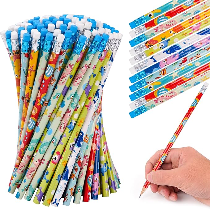 Kolewo4ever 100 Pieces Under The Sea Pencils Ocean Pencil Wood Pencil Oceam Element Sea Themed Pencils for Teachers Classrooms Reward School,Learning Activities