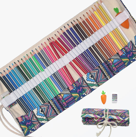 Erasable Colored Pencils Set for Adults and Kids 36 Count Coloring Pencils for Drawing, Sketching, Adult Coloring Books with Eraser, Sharpener, Canvas Pencil Roll Wrap Back to School Supplies