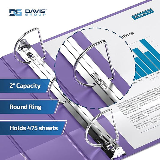 Premium Economy 6-Pack 3-Ring Binders for School or Office, D-Ring Binders, 2 Inch, Purple