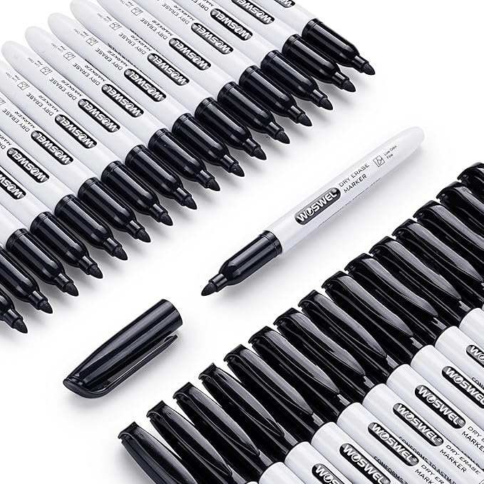 Dry Erase Markers Bulk, 76 Pack Black Fine Tip Whiteboard Markers, Fine Point, Low Odor Dry Erase Markers for School Office Home, Non-Toxic Easy Clean