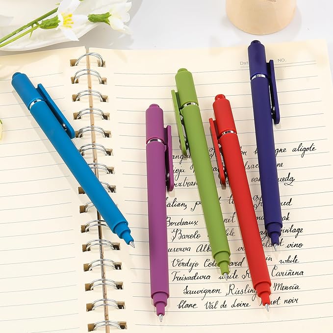 RIANCY Gel Pens, 0.5mm Black Ink Quick Dry Ball Point Pens, Fine Point Smooth Writing Pens, Cute Aesthetic Gifts Set for Men Women Journaling, Office School Stationery Supplies