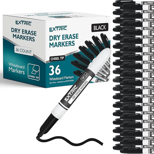 Black Dry Erase Markers, 36 Count Whiteboard Markers Chisel Tip, Bulk Classroom White Board Marker Dry Erase, Low Odor Chisel Tip Erasable Markers