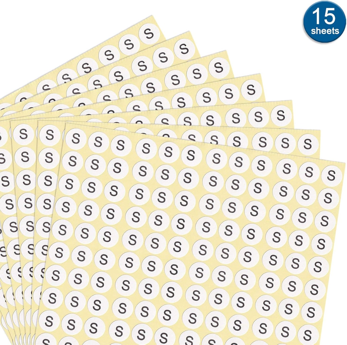 dealzEpic - Alphabet Stickers of The Letter S - Small Round Paper Self-Adhesive Peel and Stick Letter Labels - Set of 15 Sheets
