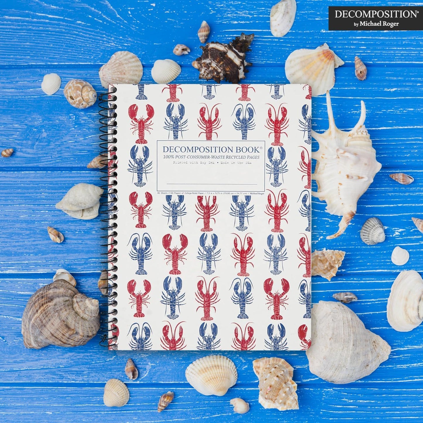 Decomposition Lobsters College Ruled Spiral Notebooks – 9.75 x 7.5 Journal with 160 Lined Pages – Notebooks for School Supplies, Home & Office – 100% Recycled Paper – Made in USA