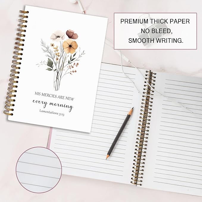 YOU FOUND ME Bible Journal, A5 SpiralChristian Journal with Floral Notebook, HIS MERCIES ARE NEW EVERY MORNING, Bible Verse Gifts for Women Birthday Christmas, Sunday School, Office Supplies