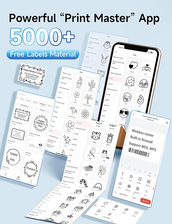 Phomemo M250 Label Maker Machine with Tape, 3 Inch Thermal Label Maker, 2025 Upgrade Portable Barcode Printer for Business, Home, Logo Label, Sticker Printer for Phones & PC, with 1 Roll Label