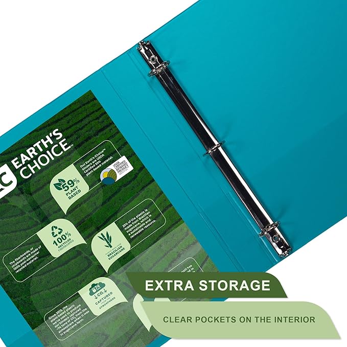 Samsill Plant-Based 1 Inch Durable Round Ring, Made in USA, View Binder, Eco-Friendly, USDA Certified Biobased, 4 Pack, Fashion Assortment