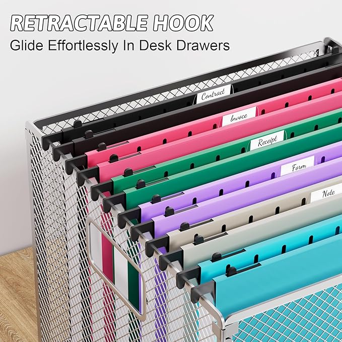 Plastic Hanging File Folders Letter Size,Heavy Duty 1 Inch Expansion,12 Pack Reinforced Extra Capacity Hanging Folders with Tabs,Durable File Cabinet Folders for Office School Home,Colorful