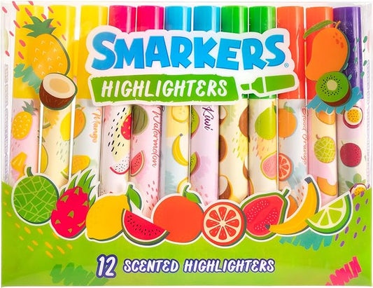 Smarkers - Washable Patented Gourmet Scented Highlighters, 6 Colors, Large Chisel Tip, 12 Count