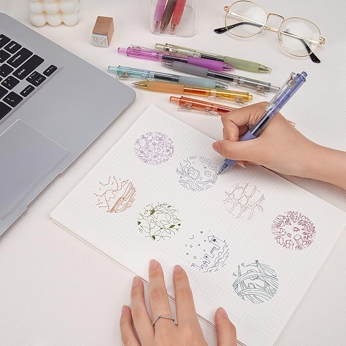 WRITECH Retractable Gel Pens Quick Dry Ink Pens 0.5mm Bullet Multicolor For Journaling, Drawing, Doodling, and Notetaking (Multicolor)