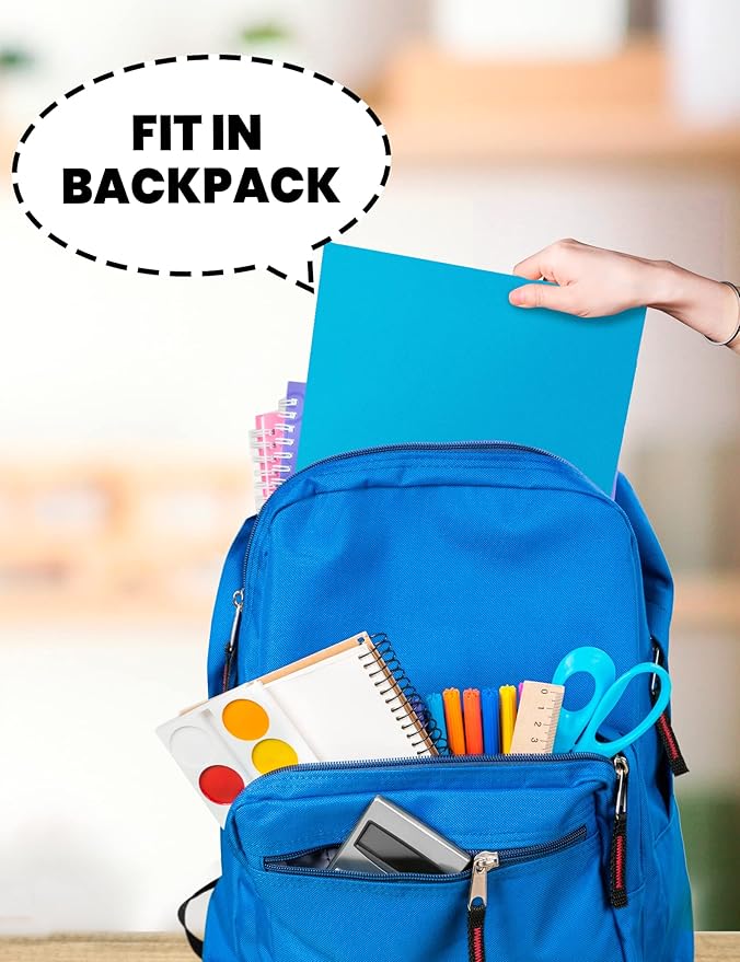 SUNEE Folders with Pockets 3 Hole Punched(50 Pack, Blue), 2 Pocket Folders Fit Letter Size Paper, Paper File Folder for School Office Home Bussiness