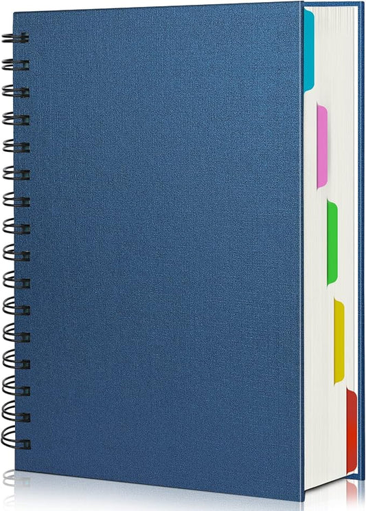EUSOAR 5 Subject Notebook, 1pcs A5 5.5"x8.3" Spiral College Ruled Writing Pad, 100GSM 120Sheets/ 240Pages of Lined Paper, Thick Hardcover, for Journal Students, Office and Business, Royal Blue