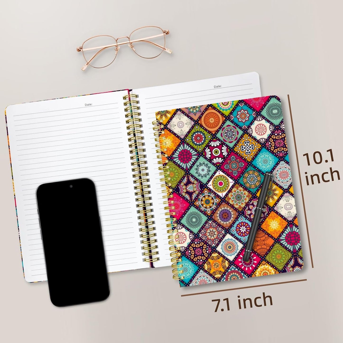 Cute Spiral Notebook journal B5 Aesthetic Pretty Design for Women Girls Kawaii with Pocket, 10 x 7.2 inch, Lined, Art