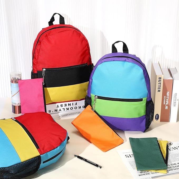 Cholemy 12 Pack 14" Kids Backpack Bulk for School with Zipper Pencil Pouch, Operation Christmas Wholesale Bookbag for Student (Stylish Color)