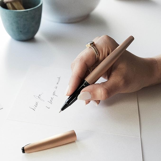 Cross ATX Refillable Rollerball Pen Presented in a Luxury Gift Box - Medium Point, Black Ink, Sandblasted Black