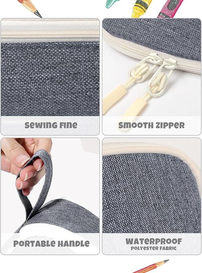 SUNEE Cute Pencil Case, Aesthetic Pen Pouch, Colored Large Pencil Bag with Zipper, Kawaii Stationery Storage and Organizer, School Supplies for Teen and Adult Girls, Gray