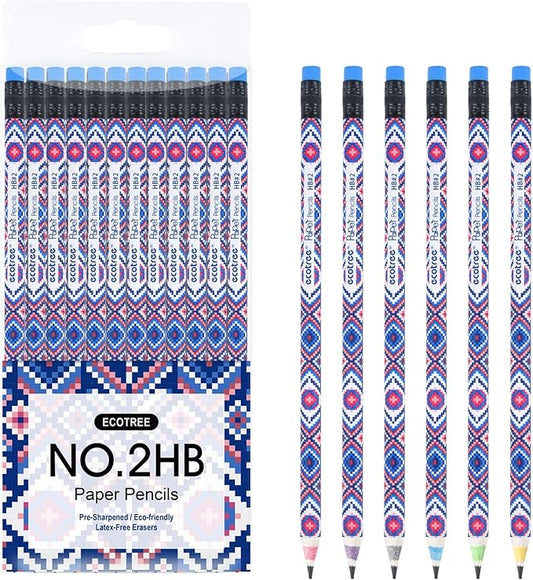 ECOTREE Pencils #2 Pre-Sharpened Pencils for Kids Number 2 Pencil with Erasers for School, Writing, 12 Count