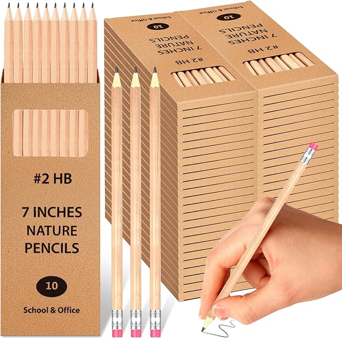 Geyoga 50 Boxes Woodcased Classroom #2 HB Pencils with Erasers 500 Count Pre-sharpened Number 2 Pencils for School Teacher Office Supplies, Writing, Drawing and Sketching Back to School Gifts (Wood)