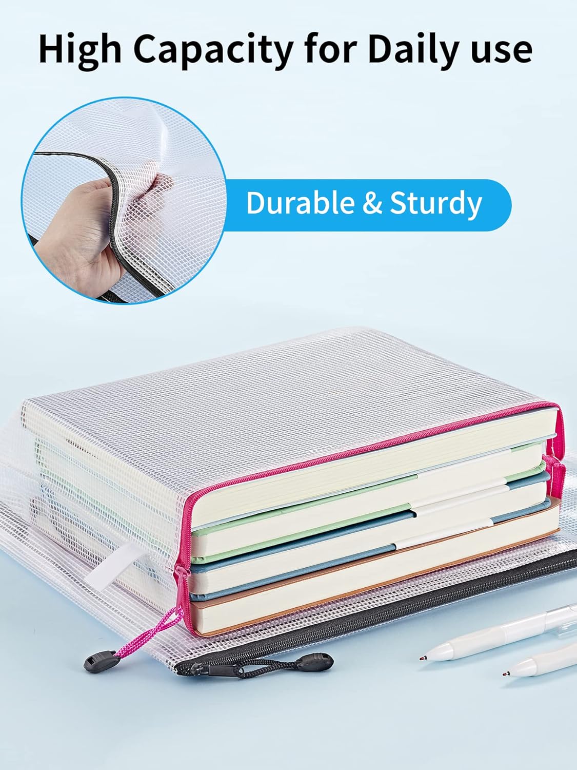 JARLINK 72 Pack 8 Sizes Mesh Pouch, 9 Colors, Waterproof Zipper File Bags Document Multipurpose Travel Bags for Office, School, Board Game, Puzzles, Cosmetics, Travel Accessories, and Home Organize