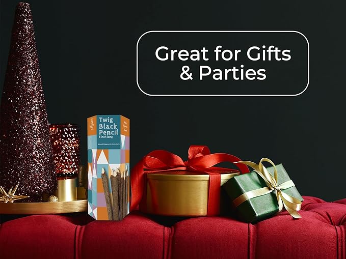 BSIRI Natural Twigs Wooden Pencils Handcrafted Suitable for Kids and Teachers For Woodland Bark Decorations Party Wood Gifts Twig Stick Pencils Vintage Favors Supplies for Classroom