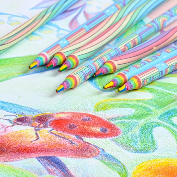 ECOTREE Stocking Stuffers, Colored Pencils for Kids, Rainbow Colored Pencils for Coloring Books, Kids Drawing Art Supplies, School Supplies, 12 Pack