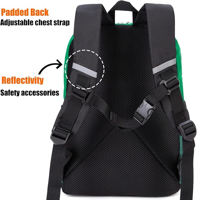 HawLander Little Kids Backpack for Boys Toddler School Bag Fits 3 to 6 years old, 15 inch, Green Blue