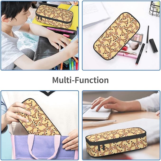 Cute Baby Giraffe Large Pencil Case With Zipper Compartments Stationery Pencil Bag For Kids Teens Students School Supplies