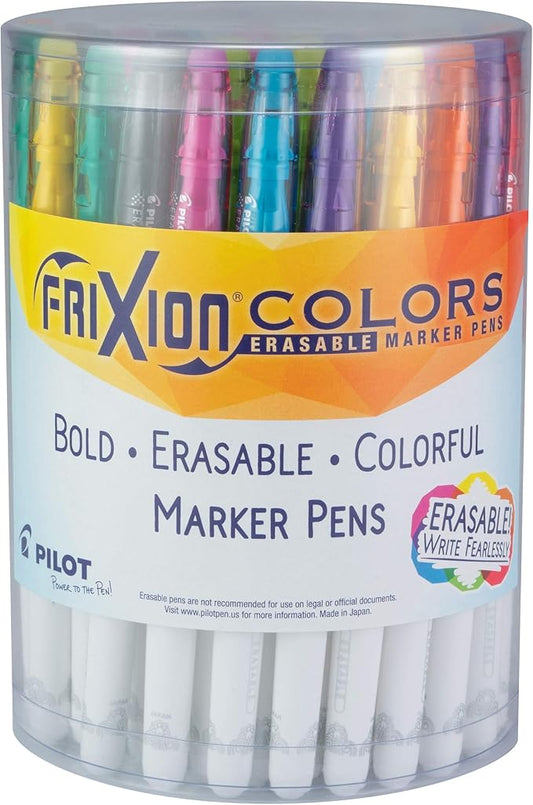 Pilot, FriXion Colors Erasable Marker Pens, Bold Point, Tub of 36, Assorted Colors