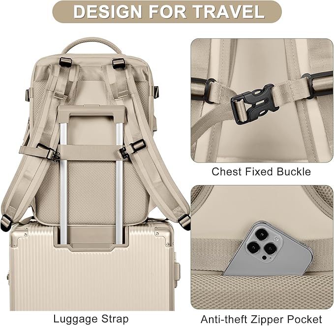 Large Travel Backpack For Women Men Airline Approved Carry On Backpack Flight Approved Waterproof Sports Luggage Backpack Casual Daypack Hiking Backpack
