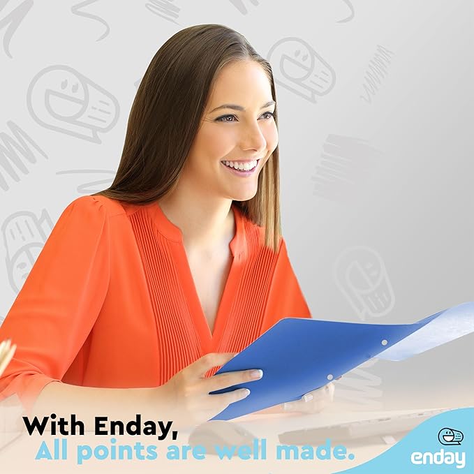 Paper Folders with Pockets (100 Pack) Assorted Colors - Letter Size Two Pocket Folder, Premium Quality Bulk - Purple, Blue, Green, Red, Yellow, Orange & Black, by Enday